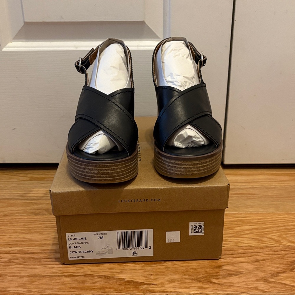 Lucky Brand Black Wedge Sandals